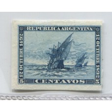 ARGENTINA 1892 GJ 136 ENSAYO EN PAPEL DELGADO DE LAS CARABELAS DE COLON COLOR ADOPTADO